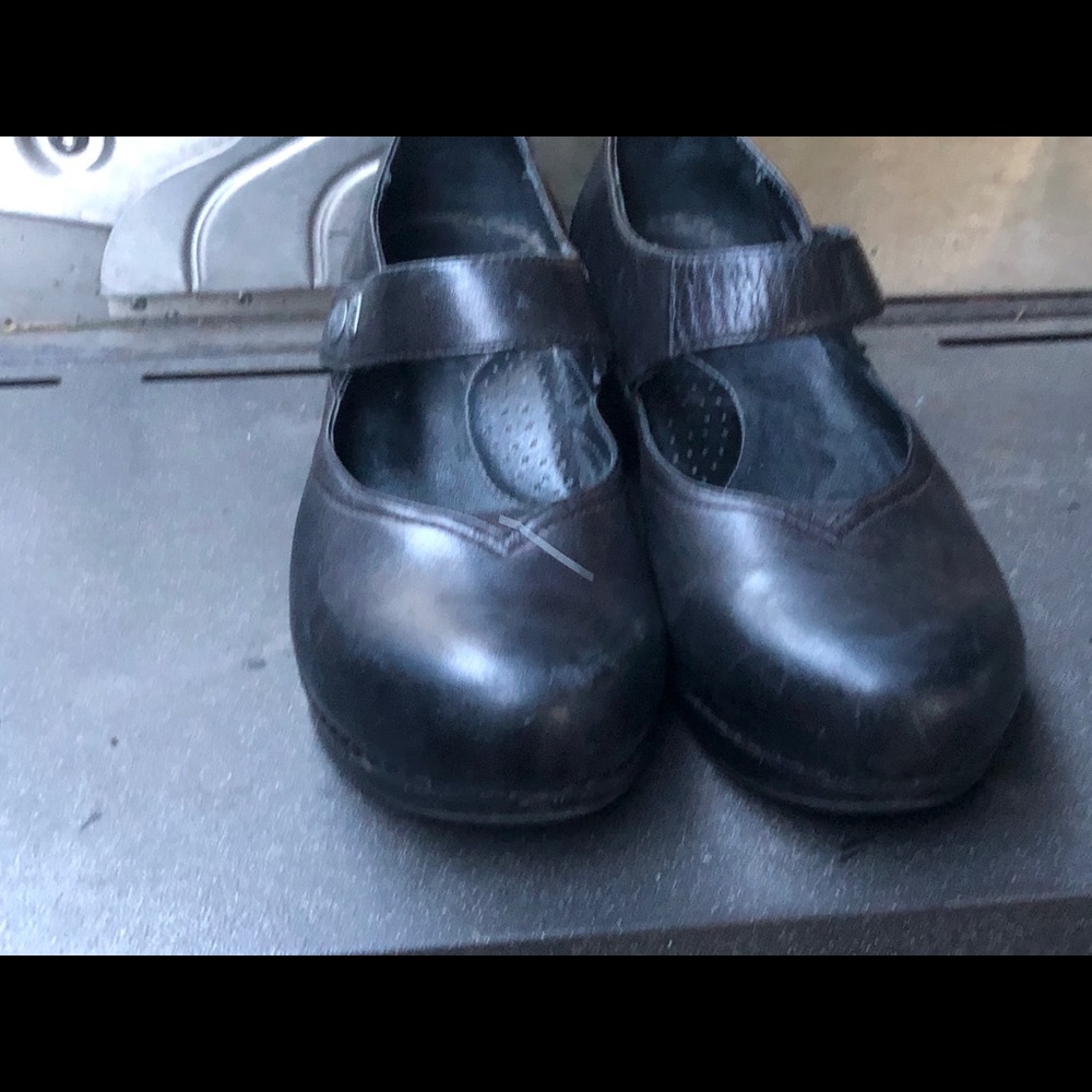 Dansko Black Leather Clogs Wedge Sandals Size 39 - Picture 2 of 10